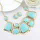 New Fashion Blue Imitation Gemstone Chocker Necklace Stud Earring Charm Bracelet Set New Fashion Blue Imitation Gemstone Chocker Necklace Stud Earring Charm Bracelet Set