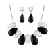 Black & White Water Drop Statement Necklace With Drop Earrings