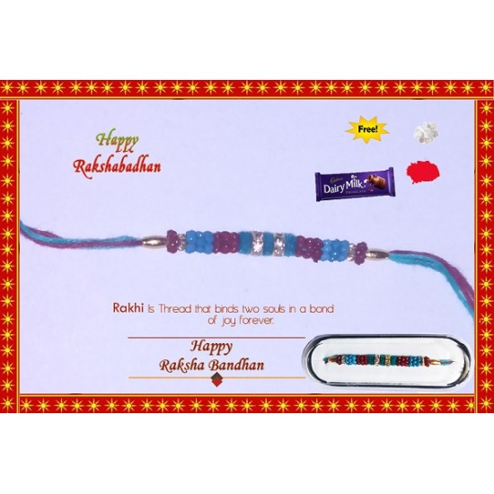 Fancy Colorefull 2 Ring Diamond Rakhi with FREE Roli, Chawal and Dairy Milk Fancy Colorefull 2 Ring Diamond Rakhi with FREE Roli, Chawal and Dairy Milk