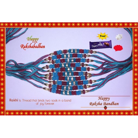 Fancy Colorefull 2 Ring Diamond Rakhi with FREE Roli, Chawal and Dairy Milk Fancy Colorefull 2 Ring Diamond Rakhi with FREE Roli, Chawal and Dairy Milk