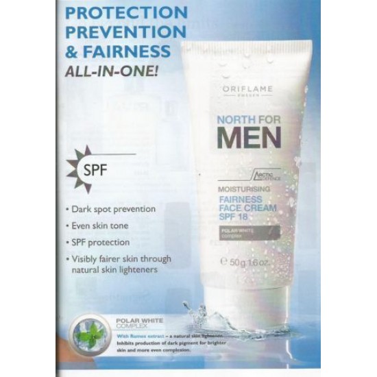 Oriflame North For Men Moisturising Fairness Face Cream SPF 18-50g