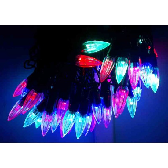 Diwali Home Decoration Multicolor Crystal Shape RGB LED light bulbs (55 feet Length)