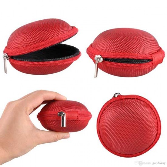 USB Cable Earphone  Portable Carrying Case (Round)