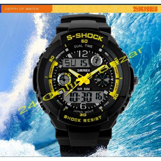 SKMEI Dual Mode Analog Digital LED Wrist Watch 
